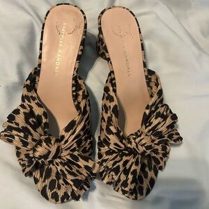 Loeffler Randall Brown and Black Animal Print Mules